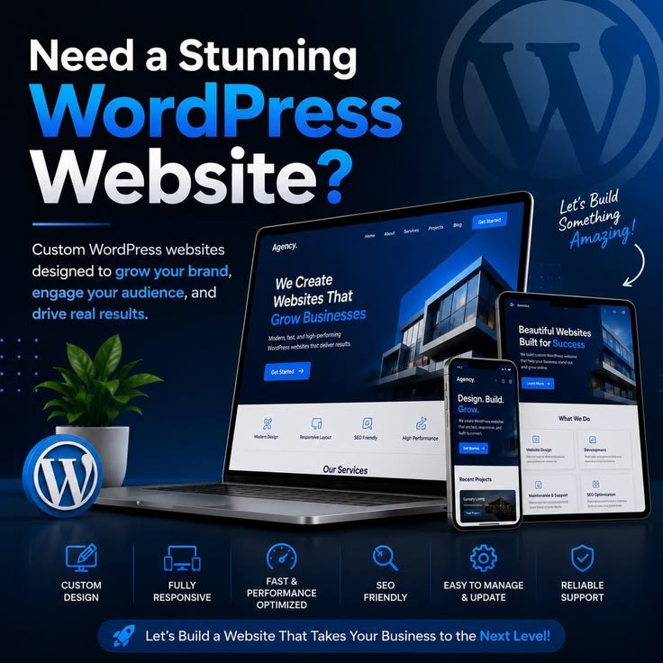 wordpress website design custom development responsive business website seo optimized redesign any niche